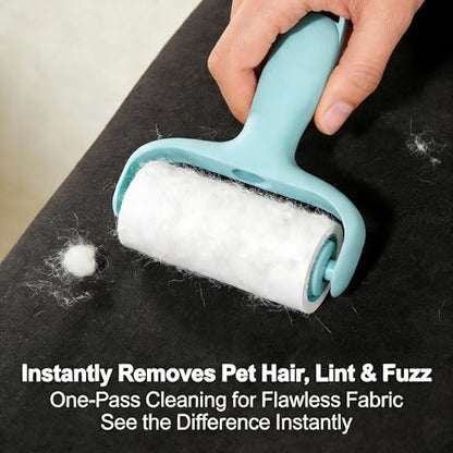 Extra Sticky Lint Roller Set- Blue Lint Remover with 3 Refill Rolls and Ergonomic Handle for Pet Hair Removal on Clothes, Furniture, Carpet, Car Seat