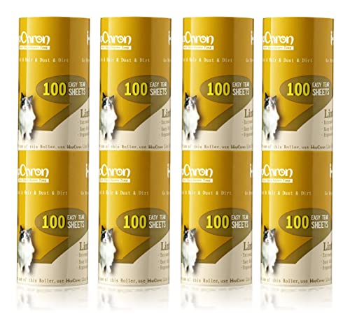 Extra Sticky Lint Roller Refills for Evercare Pet Hair Lint Rollers, 800 Easy Tear Sheets, Fits 4" Rollers (1 1/2" Core), Cat & Dog Hair Remover for Furniture Clothing & Cars(Pack of 8) - size: 8 Refills / 800 Sheets