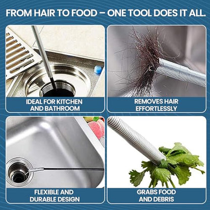 10 Pack drain clog remover Kit with 79 inch Flexible drain snake Tool 7 Hair Removers 2 Cleaning Brushes and 1 Pair Reusable Gloves for Home Use - style: Pack10-79"