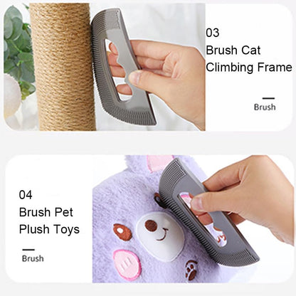 Silicone Pet Hair Remover – 2-Pack Portable Lint & Fur Scraper for Cats, Dogs & Upholstery, Dual-Edge Rubber Brush Lifts Hair from Sofa, Carpet, Car Seats – Gray