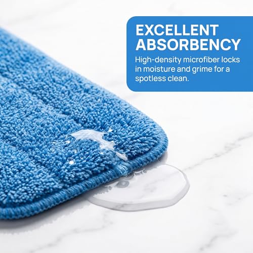 12Pack Microfiber Mop Pads, 18.5 x 6.3 Inch Reusable and Washable Spray Mop Pads, Wet and Dry Household Mop Pad Replacement, Set of 12(Blue) - color: Blue