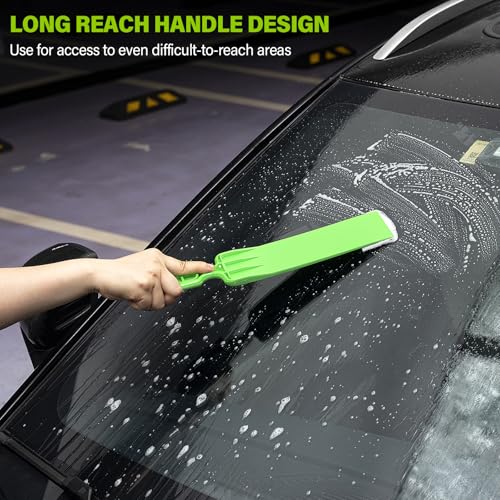 Gomake Window Tint Tool with 12 Inch Tint Brush, Long Handle Auto Bulldozer Squeegee Scrubber Paddle Squeegee Kit, Flat Glass Scraper Cleaning Tool for Car Front Windows Rear Glass