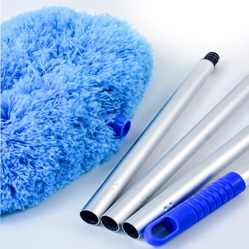 Ceiling Fan Duster Retractable Ceiling Cleaner Reusable Microfiber Ceiling Fan Blade Cleaner Duster with Extension Pole 13 to 50 inch for Furniture Bookshelves Wall Door Blue - style: 1PC Ceiling Fan Duster Kit Blue