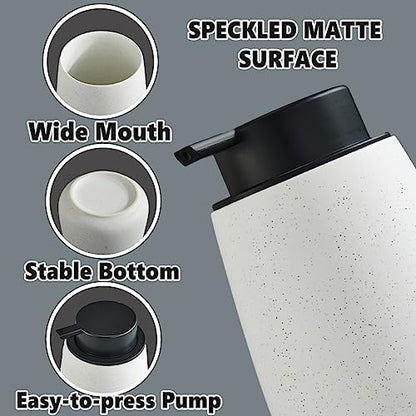 12Oz Foaming Soap Dispenser - Ceramic Foam Hand Soap Dispenser with Easy-to-Press Black Pump, Reusable and Refillable Lotion Dish Soap Dispensers for Bathroom & Kitchen, Speckled Matte White - color: Speckled White, style: Foam Pump