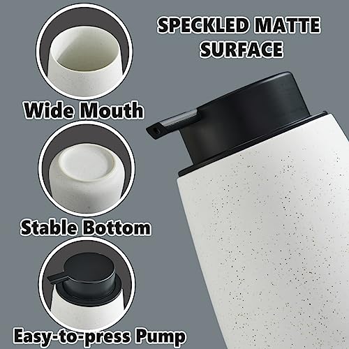 12Oz Ceramic Liquid Soap Dispenser - Modern Lotion Hand Soap Dispenser with Easy-to-Press Black Pump, Reusable and Refillable Dish Soap Dispensers for Bathroom & Kitchen, Speckled Matte White - color: Speckled White, style: Liquid Pump