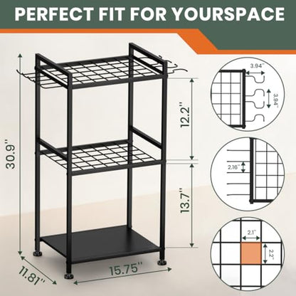 SPACECARE Garden Tool Organizer with Feet, Yard Tower Rack for Garage Organization and Storage, Up to 35 Long-Handled Tools/Rakes/Brooms, Heavy Duty Steel Garden Tool Stand for Shed, Outdoor, Black - style: RACK-with Feet