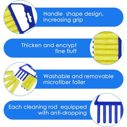 Geiserailie 2 Pcs Window Venetian Blind Cleaner Duster Tool Washable 7 Fingers Dusting Cleaner and Air Vent Shutter Brush Blinds Air Conditioner Fan Duster Dirt Housekeeping Tool (Orange Blue) - color: Orange Blue