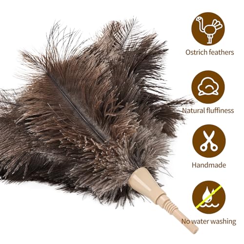 Extendable Cleaning Duster 94 Inch - Long Telescoping Ostrich Feather Dusters with Stainless Steel Extension Pole for High Ceiling Fan, High Ceilings,Roof Dusting - color: Natural-94in-stylee