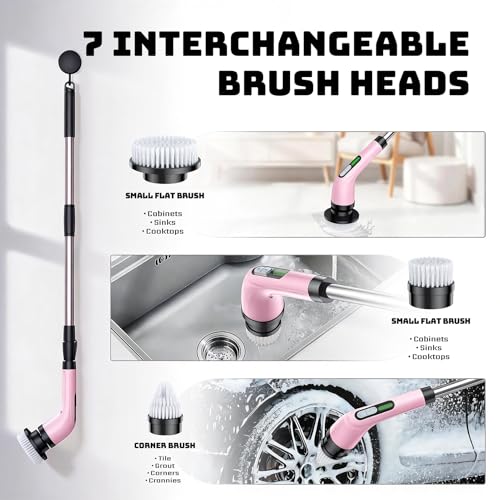 Rechargeable Cordless Rotating Cleaning Brush, Handheld Electric Household Scrub Brush for Bathroom, Shower, Bathtub, Tile and Multiple Home Surfaces