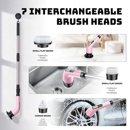 Rechargeable Cordless Rotating Cleaning Brush, Handheld Electric Household Scrub Brush for Bathroom, Shower, Bathtub, Tile and Multiple Home Surfaces