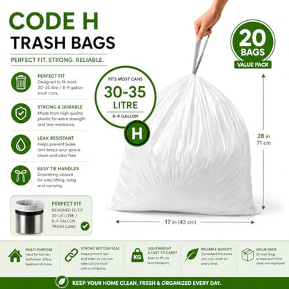 Kitchen Cleaning Bundle: 6 Non-Scratch Scrub Sponges, 6 Microfiber Cloths 16x16 and 20 Code H Trash Bags 8-9 Gallon, Cleaning Supplies for Kitchen, Sink, Bath and Dishes