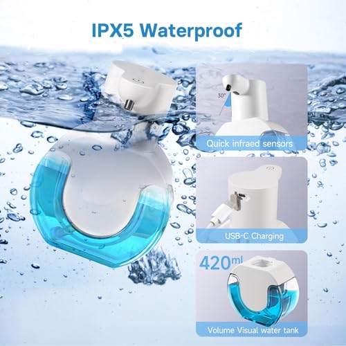 2 Pack Automatic Liquid Soap Dispenser,14.2oz/420ML Touchless Automatic Soap Dispenser,Rechargeabled Wall Mounted Smart Pump for Bathroom Kitchen - color: White, style: 2 Pack Liquid