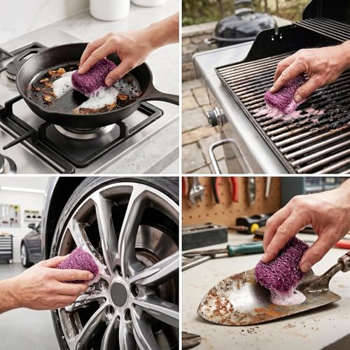 SteadMax 60 Steel Wool Soap Pads, Pre-Soaped Metal Scouring Pads for Easy Cleaning of Pots, Pans, Ovens and Dishes (60 Pack) - size: 60 Pack