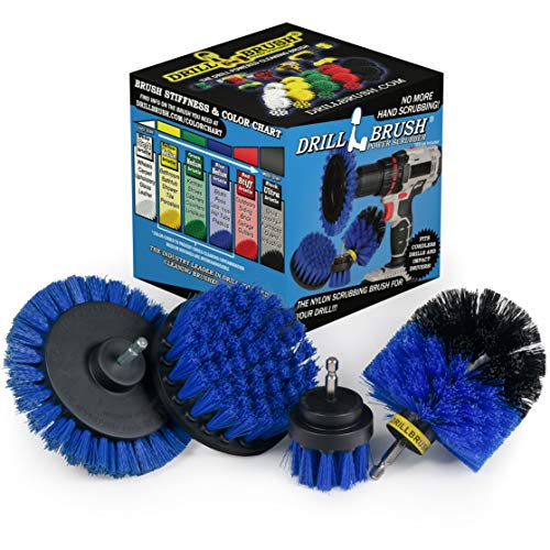 Drillbrush Blue – Boat Cleaning Drill Brush Attachment Set – Aluminum - Wood - Personal Watercraft Detailing - Fiberglass Hull Cleaning Kit - Kayak Accessories - Deck Brush - color: Blue