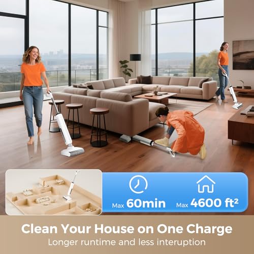 Wet Dry Vacuum Mop - Self-Cleaning Floor Washer with 180°Lie-Flat & 0 Hair Tangle, Self-Propelled Edge Cleaning, 60Min Runtime, Designed for Pet Hair, Kids' Spills & Daily Household Cleaning - size: HCLA3Air