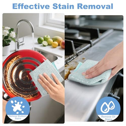 10pcs New Upgrade 2-Layer Microfiber Wire Dishcloth,Non-Scratch Wire Dishwashing Rags for Wet and Dry,Metal Scrubbers, Kitchen Miracle Cleaning Dish Rags for Cookware,Sinks, Dishes,Stove,Blue - color: 10pcs Blue