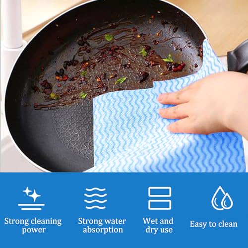 Disposable Dish Cloths Disposable Cleaning Towels 50 Pack Heavy Duty Reusable Disposable Kitchen Cleaning Cloths for Kitchen, Bathroom, Household Cleanings - color: Blue