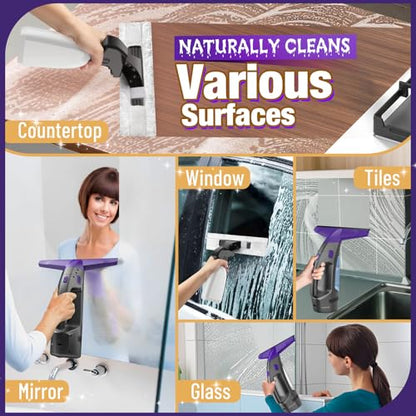 Streak-Free and Powerful Window Vacuum Squeegee Cordless, Window Cleaner with Ultra Absorbent Lint Free Microfiber Cloth, Multi-Purpose Gift Deep Cleans Window, Shower Glass, Mirror and Car
