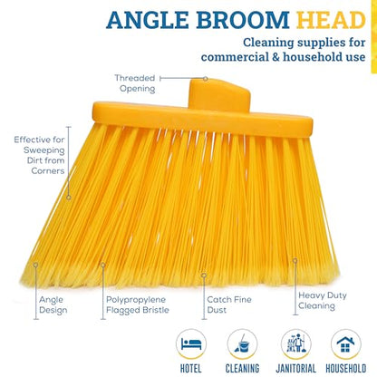 KLEEN HANDLER Angle Broom Head with Flagged Stiff Bristles for Indoor/Outdoor Floor Cleaning/Sweeping, 1 Pc - Yellow - style: 1 Pack