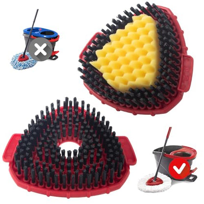 Scrubber Mop Head Replacement Compatible with O Cedar EasyWring 1 Tank System, Spin Mop Scrub Brush Head, Hard Bristle Cleaning Brush Attachment, Not Fit RinseClean, 2 Pack