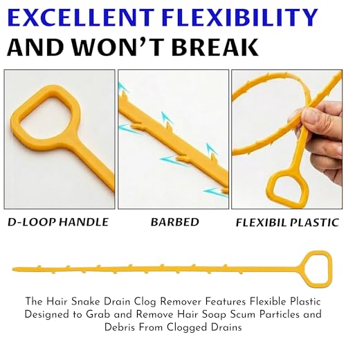 Drain Clog Remover, Drain Snake Hair Tool 20 inch Flexible Sink Drain Cleaner for Shower, Kitchen Pipe Unclogger, Plumbing Snake Hair Clog Remover Tool - style: 1 Pack