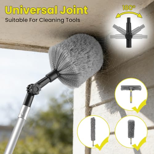 20FT High Ceiling Duster Kits with 3-12 Ft Extension Pole, Fan Blade Cleaner, Cobweb Duster, Window Squeegee Kit, Spider Web Brush for High Window, Interior Roof - size: 12FT