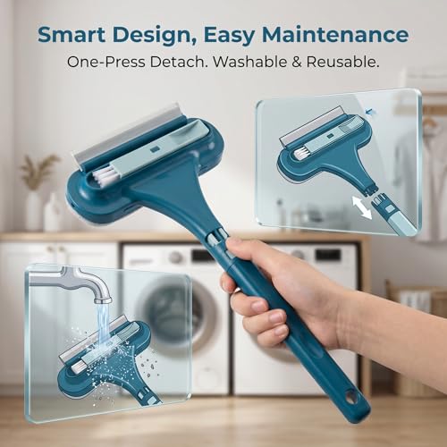 2-in-1 Multi-Purpose Cleaning Brush, Window Screen Cleaner Tool with Squeegee, Mesh Screen Cleaner, Cleaner Tool for Window, Door, Porch Screens (1PCS Blue) - color: 1pcs Blue