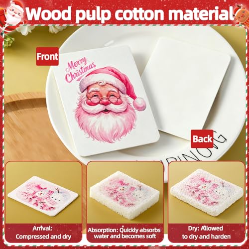 Chengu 12 Pcs Christmas Kitchen Sponges Pink Santa Reindeer Snowman Xmas Tree Water Absorbing Dish Washing Sponge Non Scratch Household Cleaning Scrub Sponges for Holiday Home Kitchen Bathroom - style: Christmas