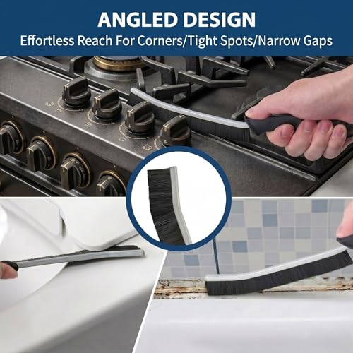 3Pcs Crevice Cleaning Brush, Hard Bristle Gap Cleaning Brush for Window Tracks, Multipurpose Grout Cleaning Tool for Kitchen,Bathroom Shutters and Window Tracks,9 Inch