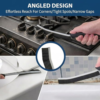 3Pcs Crevice Cleaning Brush, Hard Bristle Gap Cleaning Brush for Window Tracks, Multipurpose Grout Cleaning Tool for Kitchen,Bathroom Shutters and Window Tracks,9 Inch