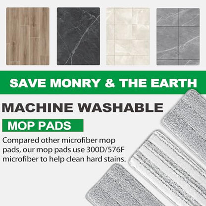 Flat Mop Pads, 5 Pack 13" X 4.9" Flat Mop Microfiber Mop Head/Refill/Pad, Washable Squeeze Cleaning Mop Pads Replacement Heads - White and Grey… - color: 5 Pack - White and Grey