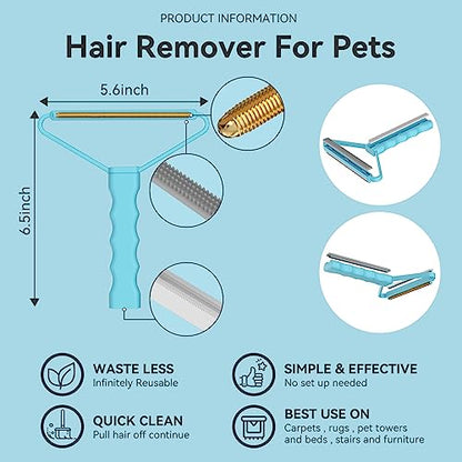Pet Hair Remover 3-Pack,Dog Cat Fur Tool,Portable Carpet Scraper | Multi Purpose Pet Hair Removal Brush, Fits Carpets Clothes Car Mats Couch Pet Bed Furniture, Removes Fur Lint & Fuzz - color: Sky Blue With Gray