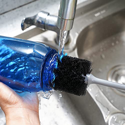 MOSOLAN Water Bottle Cleaning Brush, Long Handle Flexible Scrub Brush for Water Bottles, Glasswares, Mugs, Flasks, Tumblers, Vases, and Kitchen Sink, 2 Pack