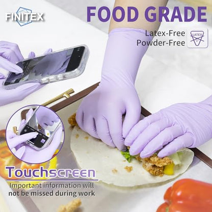 FINITEX Nitrile Disposable Latex-Free Gloves Purple - 5mil 100PCS Latex/Powder-Free 12inch Cleaning Medical Exam Food Glove - color: Purple (Large 100)