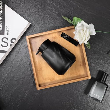 12Oz Foaming Hand Soap Dispenser - Ceramic Bathroom Foam Soap Dispenser with Easy-to-Press Black Pump, Refillable Lotion Hand Soap Dispenser, Dish Soap Dispenser for Kitchen, Marble Black - color: Marble Black, style: Foam Pump