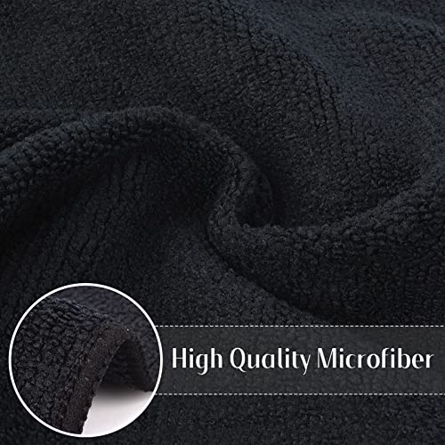 SINLAND Microfiber Cleaning Cloth Absorbent Dish Cloth Kitchen No Streak Dish Rags Glass Cleaning Cloths 12inchx12inch 12 Pack Black - color: Black