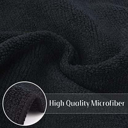 SINLAND Microfiber Cleaning Cloth Absorbent Dish Cloth Kitchen No Streak Dish Rags Glass Cleaning Cloths 12inchx12inch 12 Pack Black - color: Black