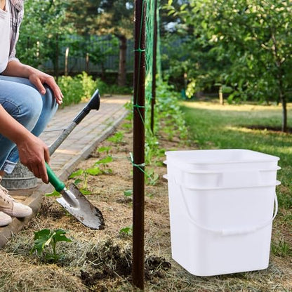 3 Gallon Plastic Square Storage Bucket, 4 Packs Food Grade Buckets with Lid, Utility Pail, White - size: 3 Gallon