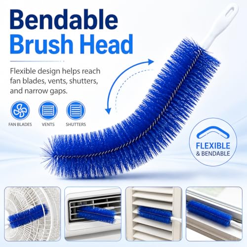Fan Cleaning Brush, Bendable Microfiber Head,Reusable Dust Remover, Fan Cleaning Brush Duster for Air Conditioning Shutters, Ceiling Fan Blades, Air Vents, Curtains ，4PC*MAX - color: 4pc*max