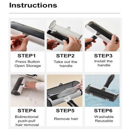 Pet Hair Remover Tool, Reusable Lint Roller Brush for Cat and Dog Hair and Fur Remover from Sofa, Couch, Furniture, Carpet, Bedding, Clothes and Car Seat. Waterproof, Portable and Easy to Clean-Grey - color: Gray
