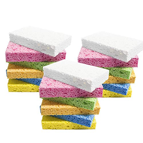 ARCLIBER Cleaning Scrub Sponge,Cellulose Non-Scratch for Kitchen,Bathroom,Cars,Colorful Compressed Sponge (18 Pack) - color: Multicolor, size: 18 Count (Pack of 1)