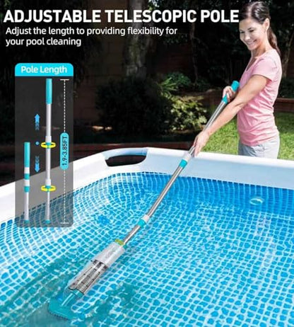 4-in-1 Cordless Rechargeable Small Pool Hot Tub Spa Pond Vacuum, Handheld Pool Cleaner Ideal for Spas, Hot Tubs Pond & Small Pools – 2026 New Model