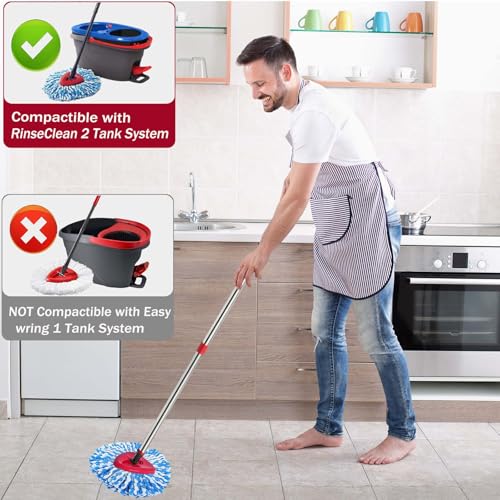 Spin Mop Replace Heads for O Cedar Rinse Clean 2 Tank System, Spin Mop Replacement Head 4 Microfiber Mop Refills, 1 Triangle Head Cover and 30-58in Handle 1 1Scrub Brush - size: 4Refills+1 Base+1 Handle+1Scrub Brush
