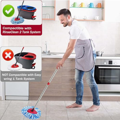 Spin Mop Replace Heads for O Cedar Rinse Clean 2 Tank System, Spin Mop Replacement Head 4 Microfiber Mop Refills, 1 Triangle Head Cover and 30-58in Handle 1 1Scrub Brush - size: 4Refills+1 Base+1 Handle+1Scrub Brush