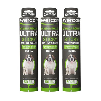 Evercare Pack of 3 All-Purpose Pet Mega Oversized Lint Roller Refills, 50 Sheets Each - size: 50 Count (Pack of 3), style: 3-Pack Mega Lint Rollers (50 Sheets Each)