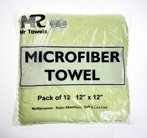 Ultra Soft Edgeless Microfiber Cleaning Towel Pack of 12, All-Purpose Multipurpose Plush 12' x 12' Cleaning Towels, Super Absorbent (Gray) - color: Gray