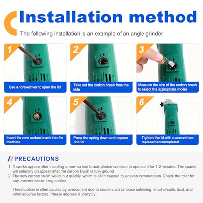 40 Pcs Electric Motor Carbon Brushes Set by Size,10 Models Power Tool Replacement Parts for Drills,Saws,Grinders,Motors