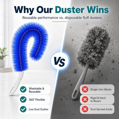 Bendable Microfiber Head, 2026 New Reusable Dust Remover Fan Blades Cleaner Brush, Multi Purpose Washable Brush for Electric Fans Air Conditioning, Home Car Vents, Curtain (2Pcs Gray) - color: 2pcs Gray