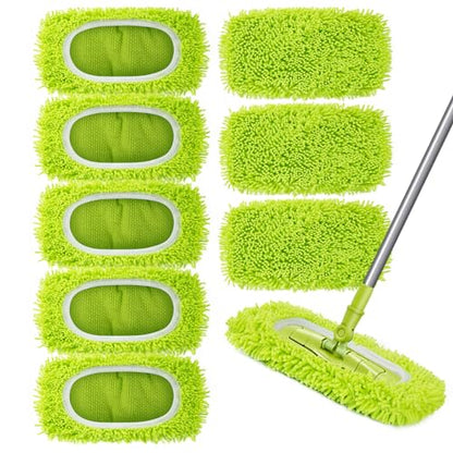 Unoutur Reusable Dry Sweeping Cloths Microfiber Wet Mop Pads Compatible with Swiffer Sweeper Mop Replacement Sweeping Mopping pad Refills for Hardwood Surface Floor Cleaning (8PCS)