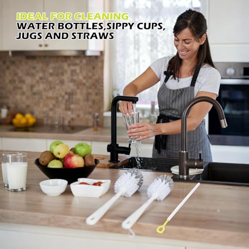 2 Pack 14 Inch Bottle Brush & 12 Inch Straw Brush Cleaner Set - Heavy Duty Kitchen Bottle Brushes for Cleaning Water Bottles, Mugs, Sippy Cups & Tumblers, Lab Use (Large) - size: with 10mm Straw Brush